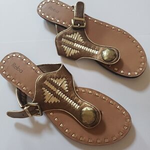 Reba Gold Metallic Guitar Sandals